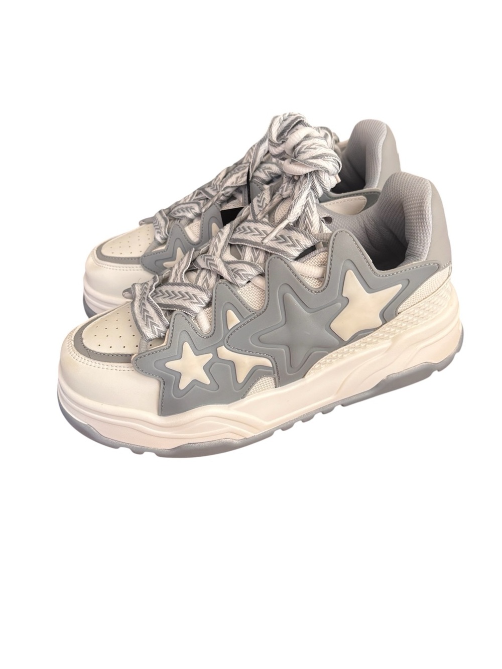 NWT Chunky Star Platform Sneakers Gray White EU 43